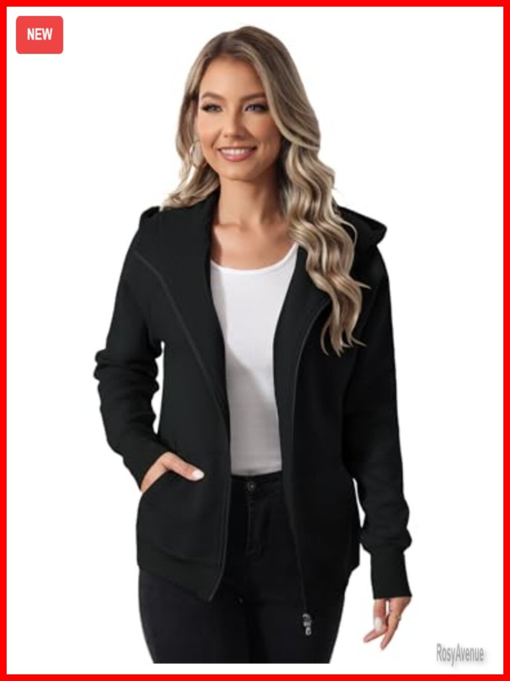 Women's Zip-Up Fleece Hoodie with Pockets Long Sleeve Windproof